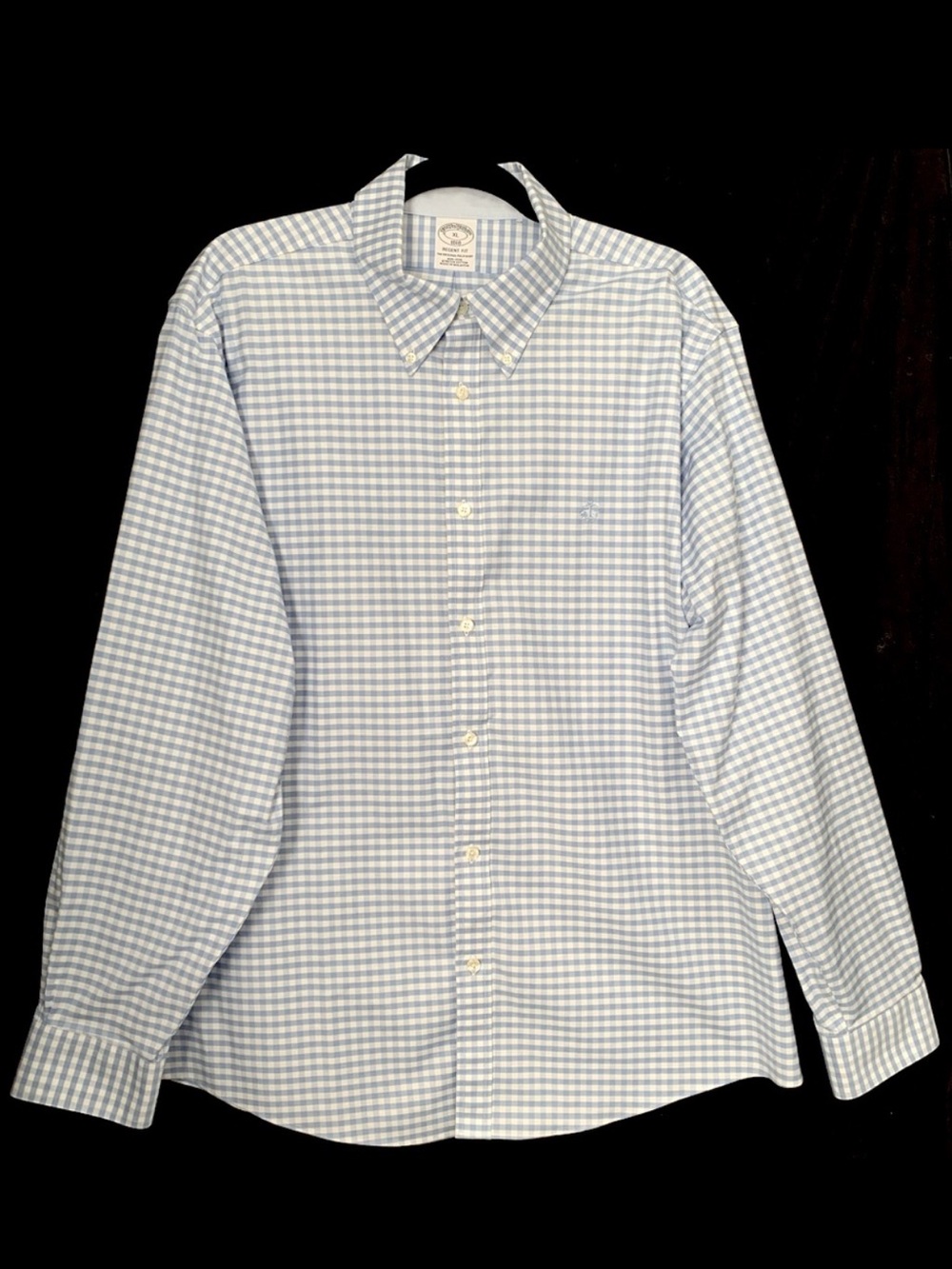 Brooks Brothers 100% Cotton Gingham Buttoned Front Long Sleeves Regent Shirt